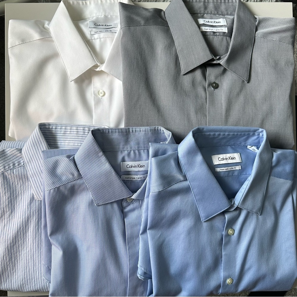 Calvin Klein dress shirts - lot of 5, neck 16.5, sleeve 34/35